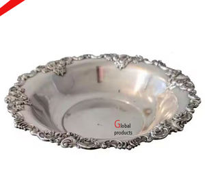 Cuenco para servir de metal de forma redonda con acabado dorado de aspecto increíble con un hermoso diseño de flores para restaurante Hotel - Product Image 4