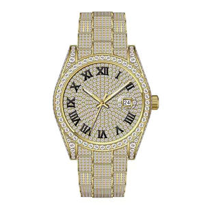 <b>Mens</b> Luxury Professional <b>Watch</b> with Moissanite Diamond Accents Stainless Steel Case Glass Dial Quartz Movement Special Occasions - Product Image 3