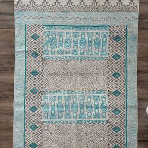 Alfombras de algodón de bloque indio impresas a mano alfombras bohemias para el hogar para la sala de estar - Product Image 4
