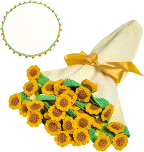 Handmade <b>Crochet</b> Sunflower <b>Blanket</b> Elegant <b>Crochet</b> Sunflowers Rose Bouquet <b>Blanket</b> Finished - Product Image 2