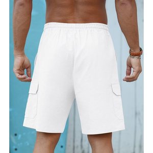 Pantalones cortos deportivos informales de verano 100% de algodón para hombre, pantalones cortos deportivos de Hip Hop de Color sólido para correr, logotipo personalizado, cordón suelto - Product Image 2