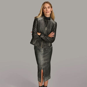 Chaqueta de Motocicleta de Piel de Oveja de Dos Tonos para Mujer, de Alta Calidad y a la Moda, Hecha Profesionalmente, Transpirable y Resistente al Viento, de Nailon - Product Image 6