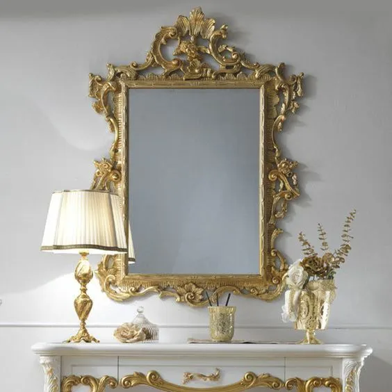 Luxury Royal Antique Wooden Wall Decorative Mirror With Carved Frame Best Seller Wholesale Cheap Furniture