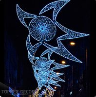 Luminaria LED de Columna/Poste para Calle, Colgante, Montada, Impermeable IP65, Roja, con Motivo de Estrella 2D, para Decoración Navideña Exterior y Paisajismo
