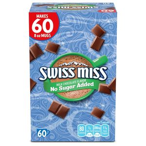 Swiss Miss Mezcla de Chocolate con Leche Sin Azúcar Añadido, Suministros para Barra de Chocolate Caliente, 0.73 oz., Paquete de 60 Sobres de Chocolate Caliente - Product Image 1