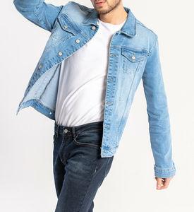 Veste en jean pour homme 2025 à prix de gros, vêtement d'hiver vintage délavé à la pierre, respirant, avec option OEM - Product Image 6