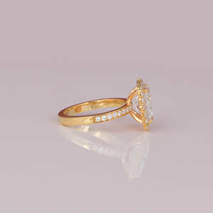 2.7CT Radiant Cut Lab Grown Diamond Ring Trendy 18KT Gold Halo Bague de fiançailles de mariage Bijoux faits à la main pour les femmes - Product Image 6