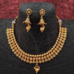 เครื่องประดับโบราณการออกแบบที่สวยงามชุดสร้อยคอสั้นชุบทองโบราณสูง - Product Image 1