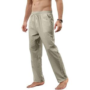 <b>Men's</b> Cotton <b>Linen</b> Pants <b>Loose</b> Breathable Casual Solid Color Sweat Pants Large Size Streetwear Fitness Lightweight Yoga <b>Trousers</b> - Product Image 2