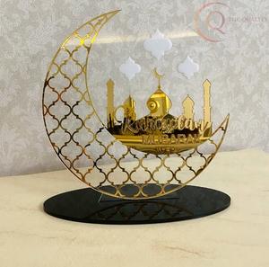 Calendrier de table en métal artisanal pour le Ramadan, motifs arabes |   Décoration de bureau imperméable avec logo de couleur personnalisable pour la saison festive - Product Image 2