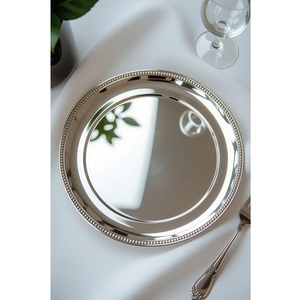 Plato de Presentación de Acero Inoxidable Ecológico y Duradero con Acabado Plateado, Pieza Impresionante para Bodas, Banquetes y Acción de Gracias - Product Image 1