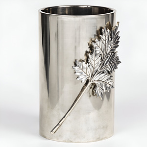 Elegante jarrón de hoja plateada, diseño Floral artístico moderno, cilindro de acero inoxidable, pieza de Metal en relieve decorativa para el hogar y la Oficina - Product Image 2