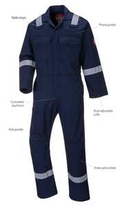 Mono FR de algodón 100% personalizado para hombre, traje de caldera de manga larga resistente al fuego con tiras reflectantes para soldadura y ropa de trabajo de seguridad - Product Image 4