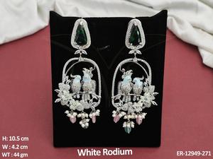 Estilo de lujo piedra completa CZ AD joyería blanco rodio polaco fiesta desgaste Clusterpearls CZ AD pendientes colgantes conjuntos de joyería - Product Image 3