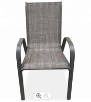 Extérieur Pas Cher Moderne Métal Acier Fer Sling Textilener Teslin Empilable Bras Terrasse Bistro Patio Chaises Jardin