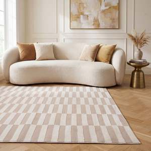 Tapis de sol géométrique beige en jute résistant aux taches Netline Home Loft - Product Image 2