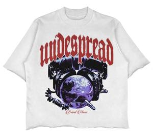 เสื้อยืดฮิปฮอป DTG พิมพ์ลายกราฟิกคอกลมเสื้อยืดมีรอยขาดโอเวอร์ไซส์ทรงบ็อกซี่ฟิตเนส - Product Image 3