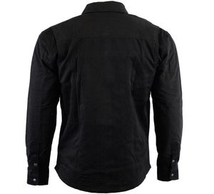 Chemise tactique en flanelle pour hommes en noir avec un design de chemise de motard en cuir et une chemise ignifuge pour les caractéristiques des hommes - Product Image 4