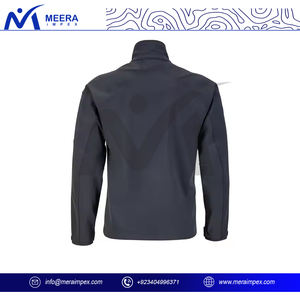 Nouveau design de veste softshell pour hommes de couleur gris foncé OEM Vestes d'extérieur à col montant doublées en polaire avec fermeture éclair logo personnalisé pour hommes - Product Image 4