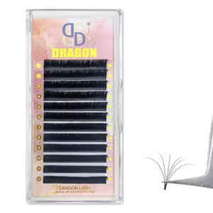 Auto Fanning CC Curl .03 Cachemira Coreano PBT Extensiones de pestañas Easy Fan Premium Mate Negro oscuro Etiqueta privada Extensiones de pestañas - Product Image 2