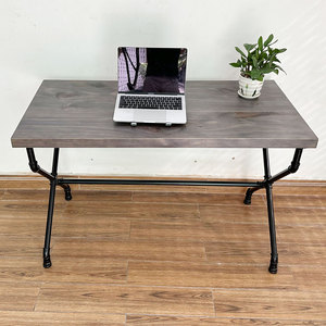 HBON009 Industrial Pine Wood <b>Desk</b> with X-Shaped Pipe Legs Stable Office/Dining <b>Desk</b> with Drawer - Product Image 4