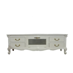 Mueble de TV de Estilo Europeo, Reproducción de Mueble de TV Antiguo, Mueble de TV Pintado de Blanco, Mueble de TV de Madera para Sala de Estar, Muebles para el Hogar - Product Image 1