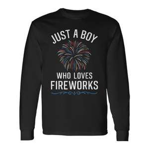 T-shirt promotionnel Just a Boy pour les passionnés de feux d'artifice, chemise à manches longues pour garçons, pour enfants - Product Image 1