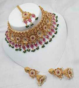 ENSEMBLE DE BIJOUX EN CUIVRE CLIENT INDIEN TRADITIONNEL ET À LA MODE ENSEMBLE DE BIJOUX DE MARIAGE POUR FEMMES ENSEMBLE DE BOUCLES D'OREILLES ET DE COLLIER - Product Image 1