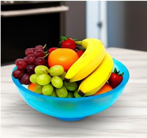 Bol décoratif en résine époxy bleu aqua transparent fabriqué à la main pour la décoration intérieure, l'affichage de fruits ou le centre de table - Product Image 1