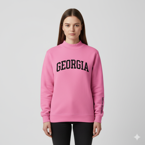 <b>Women</b> Oversized Stand Collar Printed <b>Sequined</b> Badge Sweatshirt Cotton Fleece Relaxed Fit Casual Winter Street Fashion <b>Top</b> - Product Image 1