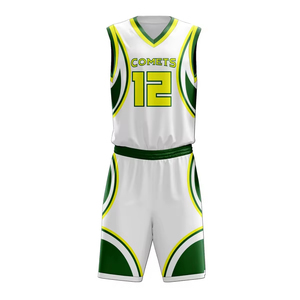 Ensemble short et maillot de basket-ball unisexe personnalisé pour l'été, respirant, 100 % polyester, vêtements de sport, impression par sublimation - Product Image 1