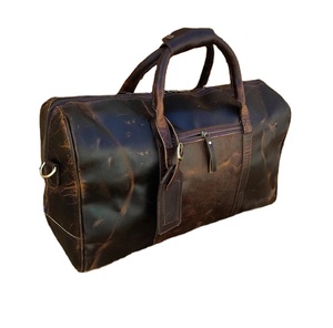 กระเป๋าดัฟเฟิลกระเป๋าหนังแพะแท้วินเทจแบบแฮนด์เมดสำหรับเดินทางกลางแจ้งวีคเอนเดอร์แฟชั่นทำมือหนังแท้สไตล์อินเดีย - Product Image 1