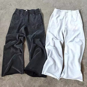 Pantalon de survêtement ample en coton French Terry avec logo personnalisé 2025, pantalon de jogging à jambes larges, pantalon baggy, pantalon droit, pantalon évasé, pantalon de survêtement pour homme - Product Image 5