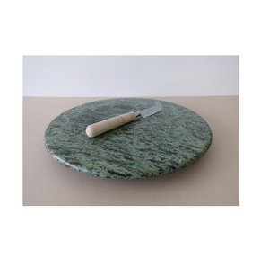 Tocadiscos de mármol Lazy Susan, organizador de cocina, tocadiscos con lados de acero, tocadiscos con cuchillo de forma redonda - Product Image 1