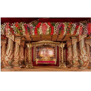 Pilar de pavo real Radha Krishan Tema Boda Mandap Grand Southern Wedding Mandap Configuración Pilar de pavo real para boda Mandap - Product Image 1