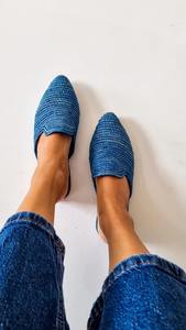 Chaussures en raphia pantoufles faites à la main gris mules d'été chaussures marocaines haut de gamme raphia appartements babouch - Product Image 2