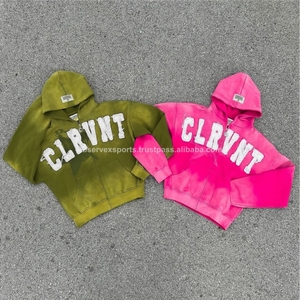 Sudadera con Capucha Unisex Personalizada con Logotipo, 100% Algodón, para Invierno, con Bordado Desgastado, Cierre Completo, Gruesa, Transpirable, de Secado Rápido - Product Image 6