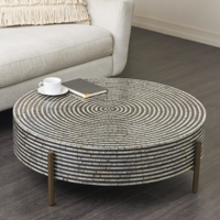 Table basse en incrustation de nacre faite à la main avec un superbe design en mosaïque Table basse intemporelle en incrustation de nacre pour classique