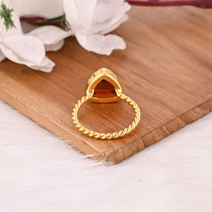 Trillion Shape Natural Mozambique Garnet Gemstone <b>Ring</b> In 925 <b>Sterling</b> <b>Silver</b> Gold Plated Handmade Bezel <b>Set</b> Jewelry For Women - Product Image 3