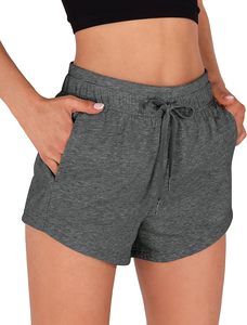 Pantalones cortos informales de verano de secado rápido de cintura alta para mujer hechos en fábrica, pantalones cortos deportivos para gimnasio, Yoga, ropa deportiva con bolsillos - Product Image 3