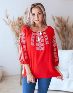 Blusa con estampado de algodón bordado para mujer 2023, camisa informal de manga larga con cuello en V, decoración de logotipo a la moda, gran oferta para - Product Image 6