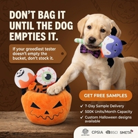 Jouet pour chien Halloween : Seau citrouille en peluche, interactif, couineur, avec jeu de bâtonnets de puzzle, OEM ODM, Vente en gros, Usine