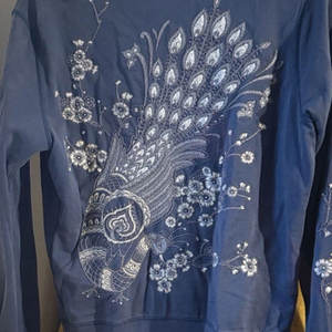 <b>Women's</b> Cottagecore <b>Blue</b> Embroidered Hooded <b>Fleece</b> Breathable Eco-Friendly Sportswear Customized Printing Thick Warm Winter - Product Image 3