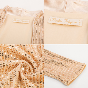 OEM mujeres Vintage manga larga frente abierto con volantes dobladillo fiesta lentejuelas Tops Bolero encogimiento <span class=keywords><strong>de</strong></span> hombros para las mujeres - Product Image 5