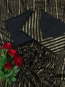 2025 superbe noir Sequin Bollywood Style mariage Sangeet fête Saree pour indien ethnique filles coton Georgette miroitant paillettes - Product Image 3