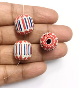 Cuentas de Vidrio Millefiori Chevron, Material de Accesorios Sueltos para la Fabricación de Joyas, Cristal Lampwork, Tamaño Personalizado, Ovalado Irregular - Product Image 5