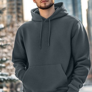 เสื้อสเวตเตอร์คอกลมมีฮู้ดสำหรับผู้ชายผ้าคอตตอนเนื้อนุ่ม - Product Image 3