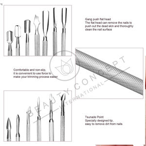 Empujador de cutículas de uñas de acero inoxidable de doble punta profesional Herramienta de manicura y pedicura sostenible - Product Image 4