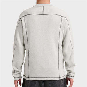 Sweat-shirt surdimensionné pour homme, broderie 3D, pull à motif uni, teint en pièce, poids lourd, 500 GSM - Product Image 3