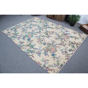 Alfombra Vintage de 5.7x8.4 pies, Alfombra Turca Grande, Alfombra con Estampado Animal Azul y Rojo - Product Image 4